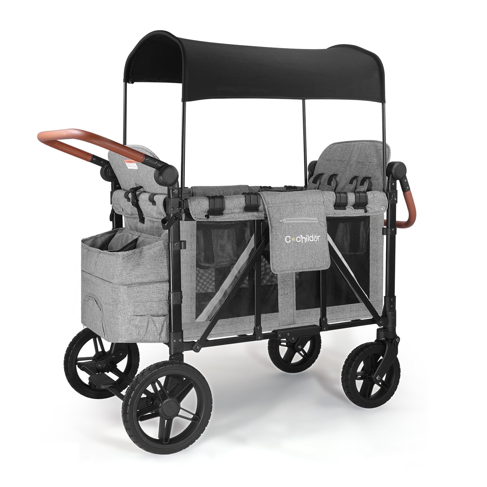 Cochildor Elite Pro All-Terrain Heavy Duty 4-Seater 300lb Capacity Stroller Wagon, Light Grey