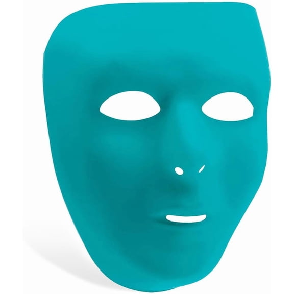 Turquoise Plastic Full Face Mask For Adults - 6.25" x 7.75" (1 Count)