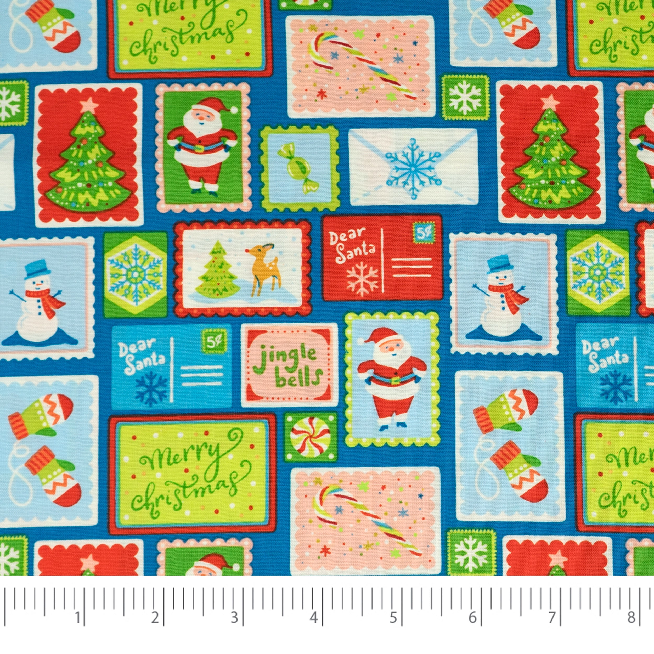 Singer Cotton Print Fabric, 100% Cotton, 1 Yard Precut, Postcard From Santa