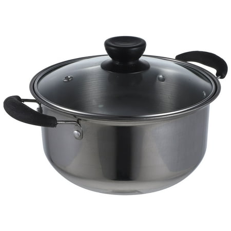 

NUOLUX 1pc Stainless Steel Soup Pot Multifunctional Pot Practical Hot Pot with Glass Lid