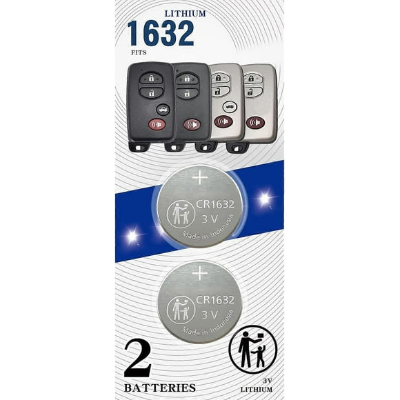 Key Fob Replacement Batteries for Toyota Lexus Subaru CR1632 (2 Pack) OEM Remote