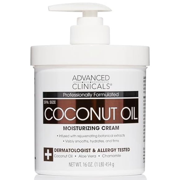 Advanced Clinicals Coconut Oil Body Cream For Women Men Hydrating Coconut Lotion For Extremely Dry Skin Visible Anti Aging Body Butter Skin Care Balm Moisturizer For Hand Heel Feet 16 Ounce