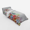 thumbnail image 3 of Colorful Duvet Cover Set, Trippy Art Style Music Notes Clef Rhythm Tempo Melody Harmony Print, Bedding Set with Shams and Fitted Sheet, 3 Sizes, by Ambesonne, 3 of 3