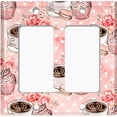 thumbnail image 2 of Metal Light Switch Wall Plate Outlet Cover (Coffee Mocha Espresso Heart Cupcake Macaron Flower Bouquet Pink - Double Rocker), 2 of 2