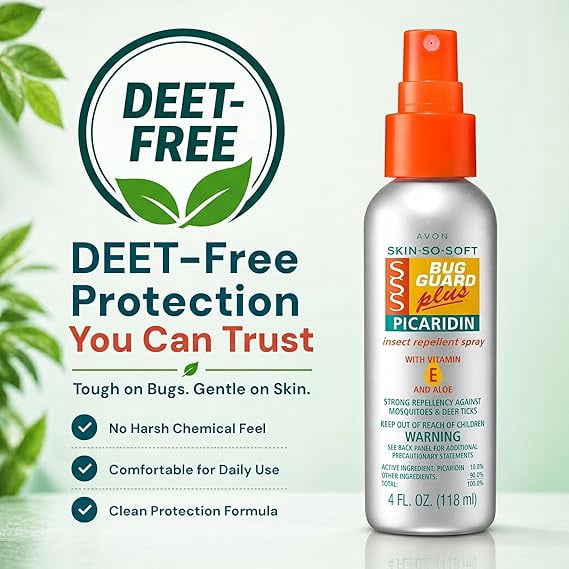 Avon Skin So Soft Bug Guard, Travel Size Insect Repellent Spray with Picaridin, DEET-Free, 4 fl oz