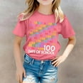 thumbnail image 2 of 100 Days of School Shirt Girls Boys Short Sleeve Shirts Fashion Graphic Tees Casual Round Neck Soft and Comfortable T-Shirts Pullover Summer Clothes Pink 10-11 Years, 2 of 5