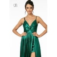 thumbnail image 4 of Women's Elizabeth K Pleated Metallic Slit Gown Gl2927 Dusty Rose Pink Size S, 4 of 5