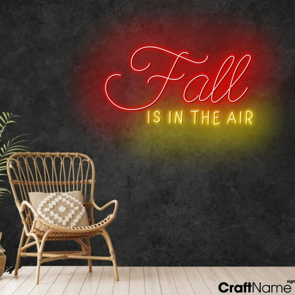 Craftnamesign Fall Is In The Air Neon Sign, LED Light For Thanksgiving Wall Decor