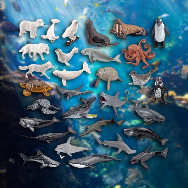 30 Pieces Sea Animals Sea Creatures Realistic Sea Animals Model