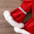 thumbnail image 7 of shqvo Toddler Christmas Outfit Girl Bell Bottoms Velvet Long Sleeve Ruffle Top Flare Pants with Headband 3Pcs Girls Christmas Clothes, 7 of 7