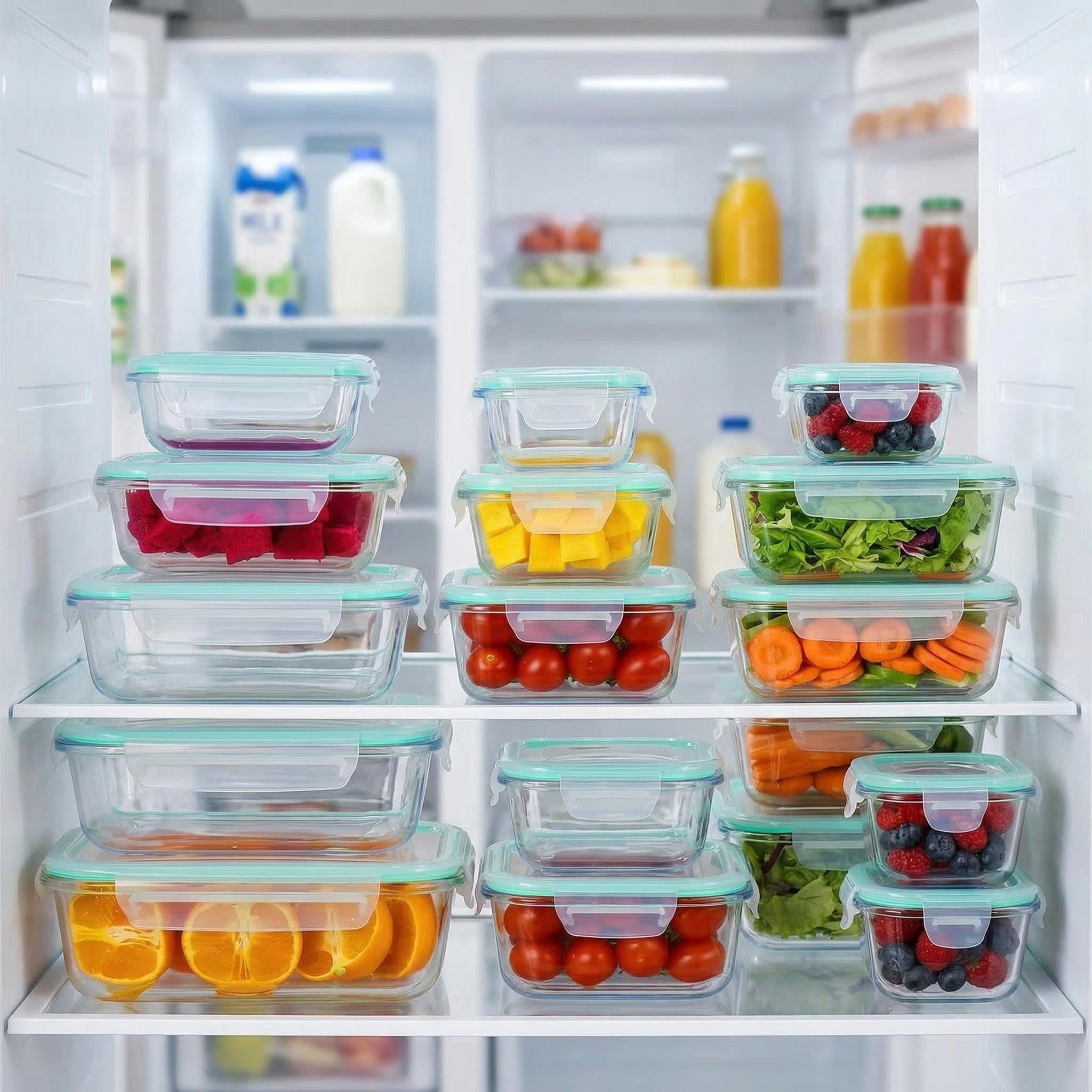 8 Pack Glass Food Storage Containers, Meal Prep, Airtight Bento Boxes with Leak Proof Locking Lids, for Microwave, Lunch Boxes, Oven, Freezer And Dishwasher, BPA Free with free labels&marker pen