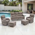 thumbnail image 2 of Jentlehouse 5-Piece Outdoor Patio Furniture Set,Rattan Patio Set Outdoor 3-Seat Couch Set with Swivel Chairs and Ottomans,Outdoor Conversation Furnitures for Porch Balcony Deck, 2 of 11