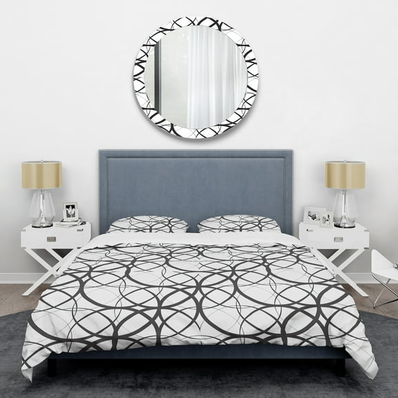 Designart 'Monochrome Geometric Pattern' Mid-Century Modern Duvet Cover Set