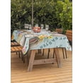 thumbnail image 4 of Rectangle Outdoor Tablecloth With Umbrella Hole And Zipper– Happy Easter Waterproof Patio Table Cover for Party, Picnic, Backyard, 60"x120" , Floral Bunny Eggs Sage Green, 4 of 8
