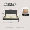 thumbnail image 3 of DeCoro Mornington Upholstered 2.0 Platform Bed w/ Metal Frame, Dark Grey, Full, 3 of 11