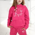 thumbnail image 2 of Gaexia Girls Letter Print Hoodie and Jogger Pants Set Casual Two Piece Outfit for Everyday Winter Wear Comfortable Lined Tracksuit with Pockets,Hot Pink,2-3 Years, 2 of 4