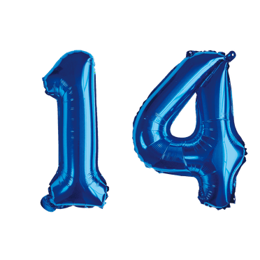 Number Fourteen 14 Blue Balloons - 32 Inch Foil Mylar for Birthday Milestone Celebration