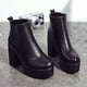 thumbnail image 4 of NECHOLOGY Botas Mujer Adulto Femenino Zapatos Botines mujer Botas de mujer de tacón cuadrado Botas de tacón grueso hasta el muslo de cuero Zapatos Botines (Black, 8), 4 of 7