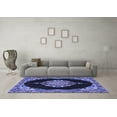 thumbnail image 3 of Ahgly Company Indoor Round Medallion Blue Traditional Area Rugs, 5' Round, 3 of 4