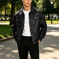 thumbnail image 2 of WRKEKC Mens Jackets Lightweight Lapel Bomber Jacket Shiny Water Repellent Long Sleeve with Snap Pockets and Hem, 2 of 9