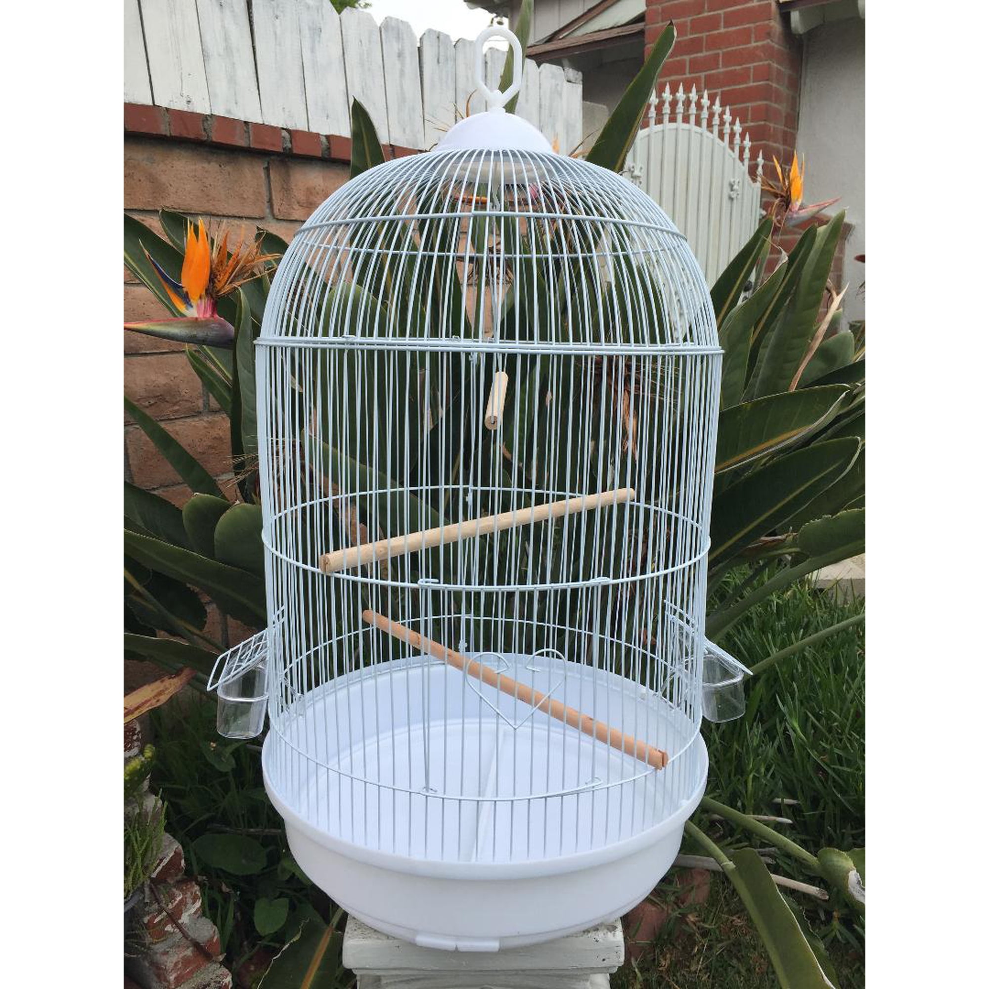 29" LARGE Round Bird Flight Hook Cage for Small Size Bird Cockatiel Lovebird Finch Canary Aviary Lovebird Budgie Parakeet