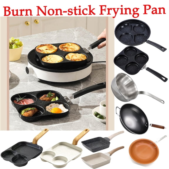 Maifan Stone Non Stick Hamburger Frying Pan with Thickened and Deepened Flat Bottom Design, a Mini Omelette Skillet for Breakfast Cooking that Works Safely on Induction Cookers and, HAODEJW