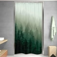 thumbnail image 2 of Small Stall Shower Curtain for Bathroom Decor 36Wx72H Narrow Half Rv NatureGreen Mens Misty Tree Mountain Foggy Woodland Art Printed Fabric Polyester Waterproof 7 Pack Plastic Hooks, 2 of 6