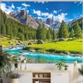 thumbnail image 6 of Nature Forest Mountain Tapestry Green Pine Tree Wall Tapestry for Bedroom Aesthetic River Landscape Small Tapestries Wall Hanging for Dorm Living Room Decor 90 x 60 Inch, 6 of 7