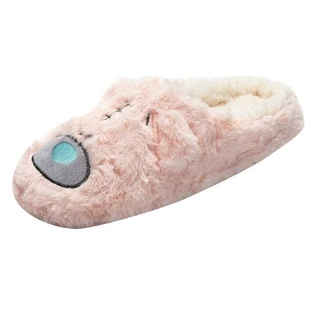 Shoes for Indoor Home Plush Soft Cute Cotton Slippers Non-Slip Floor Slippers Shoe Walmart.com