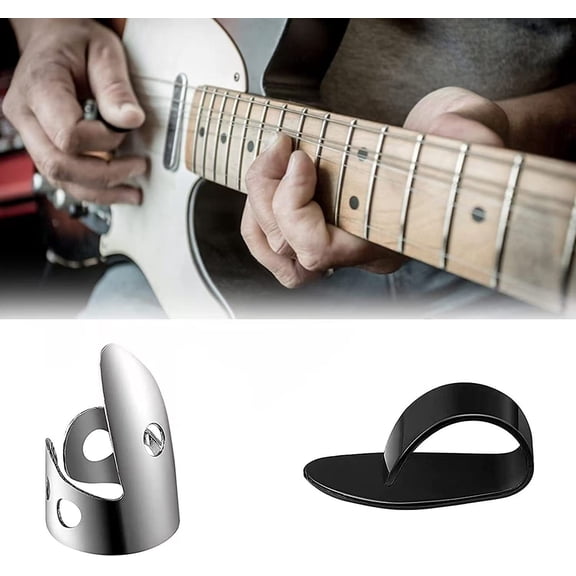 Vruelia 12 Pcs Steel Finger Picks Set,Metal Adjustable for Guitar, Banjos and Other Instruments