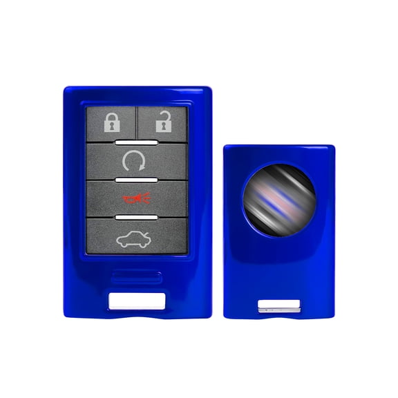 Xotic Tech Glossy Blue ABS Key Fob Shell Cover, Compatible with Cadillac ATS CTS XTS DTS SRX Escalade Chevrolet C7 Corvette 4 5 6 Buttons Smart Keyless Entry Key OUC6000066 5923887 22756465