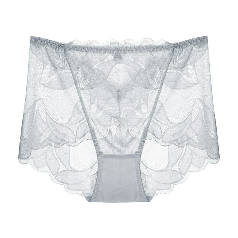 HUPOM Women Cotton Underwear Panties For Girls Briefs Leisure Tie Elastic  Waist Gray M 
