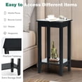 thumbnail image 4 of Giantex Tall Nightstand, 2-Tier End Table w/Wooden Legs, Sofa Bedside Table for Small Spaces, Black, 4 of 5