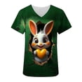 thumbnail image 6 of YOIAVAIOY Easter Shirts for Women Plus Size Funny Bunny Eggs Graphic Tee Shirts Spring Fashion 3/4 Sleeve Holiday Casual Tops, 6 of 7