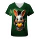thumbnail image 5 of TaTaai Women's Easter Bunny Top Short Sleeve V-Neck Printed Pocket Loose Fit Casual Spring Blouse Shirt Family Photo Daily Wear Gift, 5 of 6