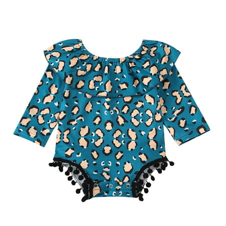 

Binmer Infant Baby Girls Long Sleeve Ruffled Leopard Print Tassels Romper Bodysuit