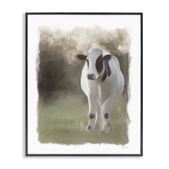 Stupell Industries Rustic Lodge White Cow Farmhouse Black Framed Giclee Art, 11 x 14, by House Fenway