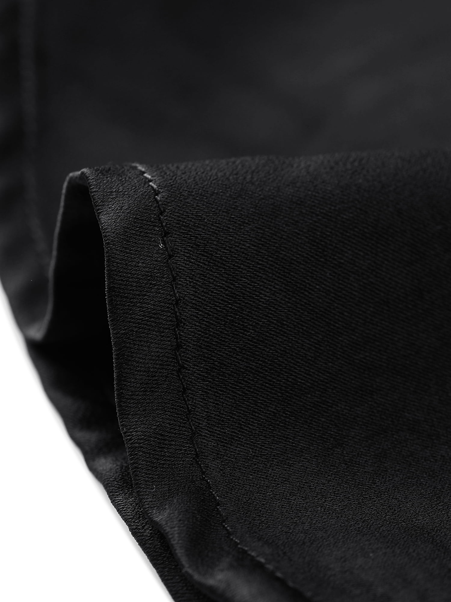 DARING DIVA Women's Flat Collar Button Down Office Satin Shirt L Black
