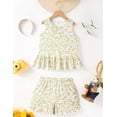 thumbnail image 3 of Arshiner Toddler Girls Summer Outfit Sleeveless Ruffle Top and Elastic Shorts Set Kids Short Set, 3 of 6