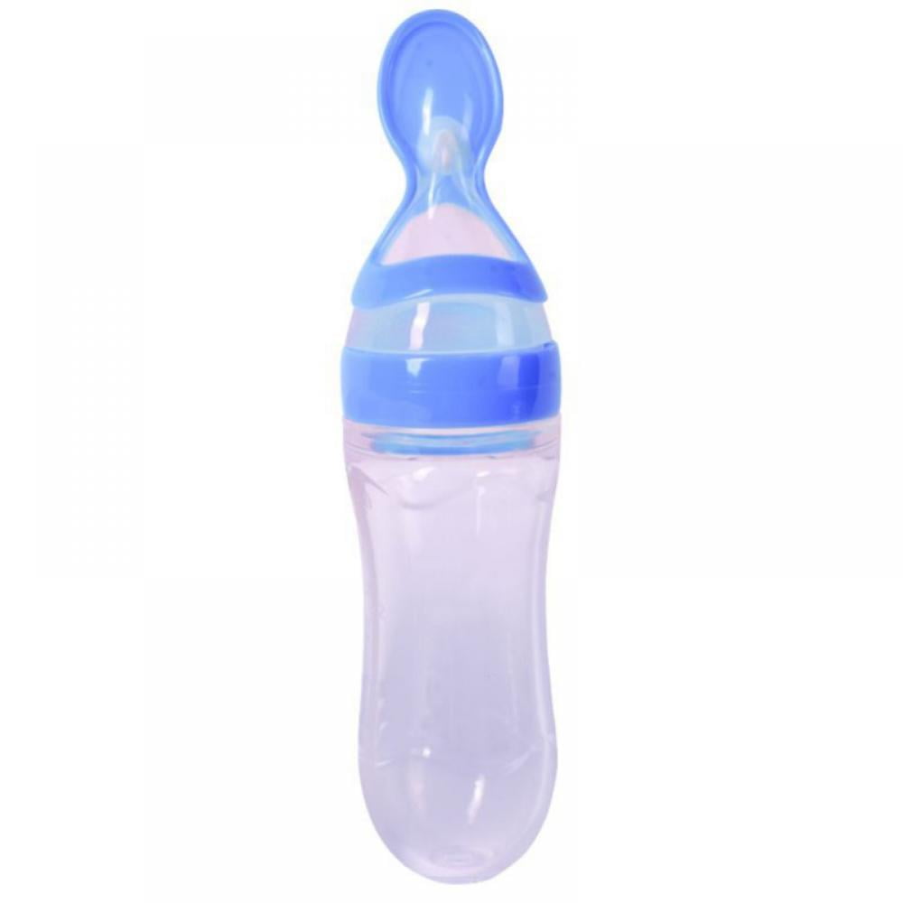 90ml/3oz Silicone Baby Feeding Bottle Newborn Squeeze Feeder with  Dispensing Spoon Milk Food Nursing Biberon Solid Power Supply - AliExpress