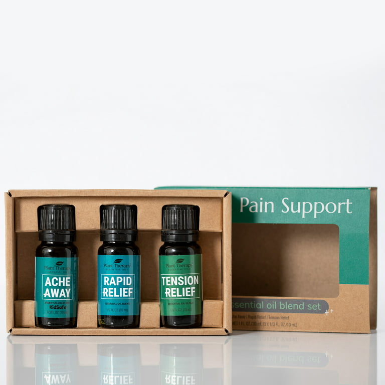Plant Therapy Pain Support Essential Oil Blend Set 10 ml (1/3 oz) Each of Ache Away, Rapid Relief & Tension Relief, Pure, Undiluted, Essential Oil