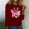 thumbnail image 4 of Alkepwun Breast Cancer Pink Ribbon T Shirt for Women Awareness Long Sleeve Shirts Casual Printed Round Neck Pullover Tops, 4 of 4