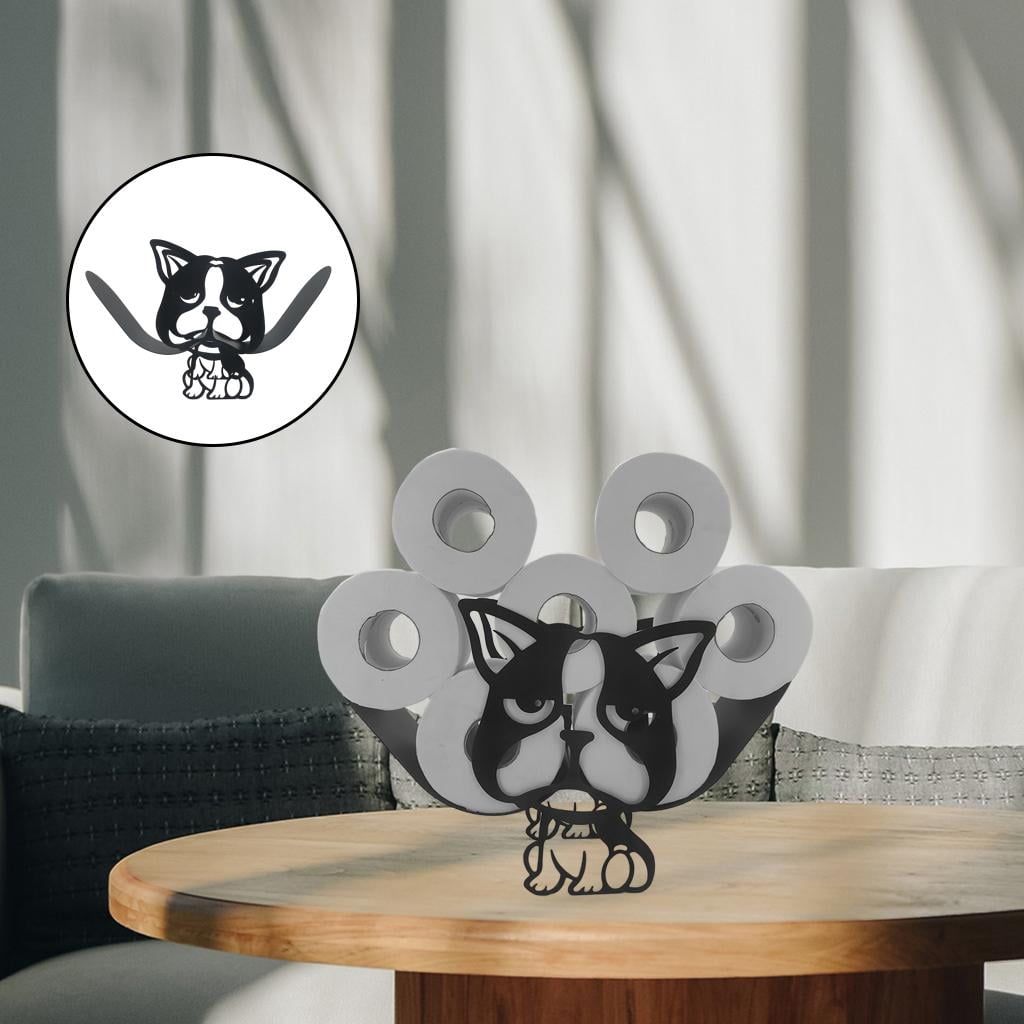 Fiocias Novelty Toilet Roll Holder Paper Stand Free Standing Cute Animal-shaped Iron Paper Storage Dog