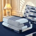 thumbnail image 6 of Manfei Vintage Grid Zipper Twin Comforter Sets with Fitted Sheet and 2 Pillowcases,Modern Check Zipper Bedding Set,Blue White Gray,Navy Blue Reversible,4pcs, 6 of 8