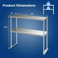 thumbnail image 3 of Costway Étagère Supérieure à 2 Niveaux de 36 Pouces pour Préparation et Table de Travail en Acier Inoxydable, Tablette Inférieure Ajustable, 3 of 10