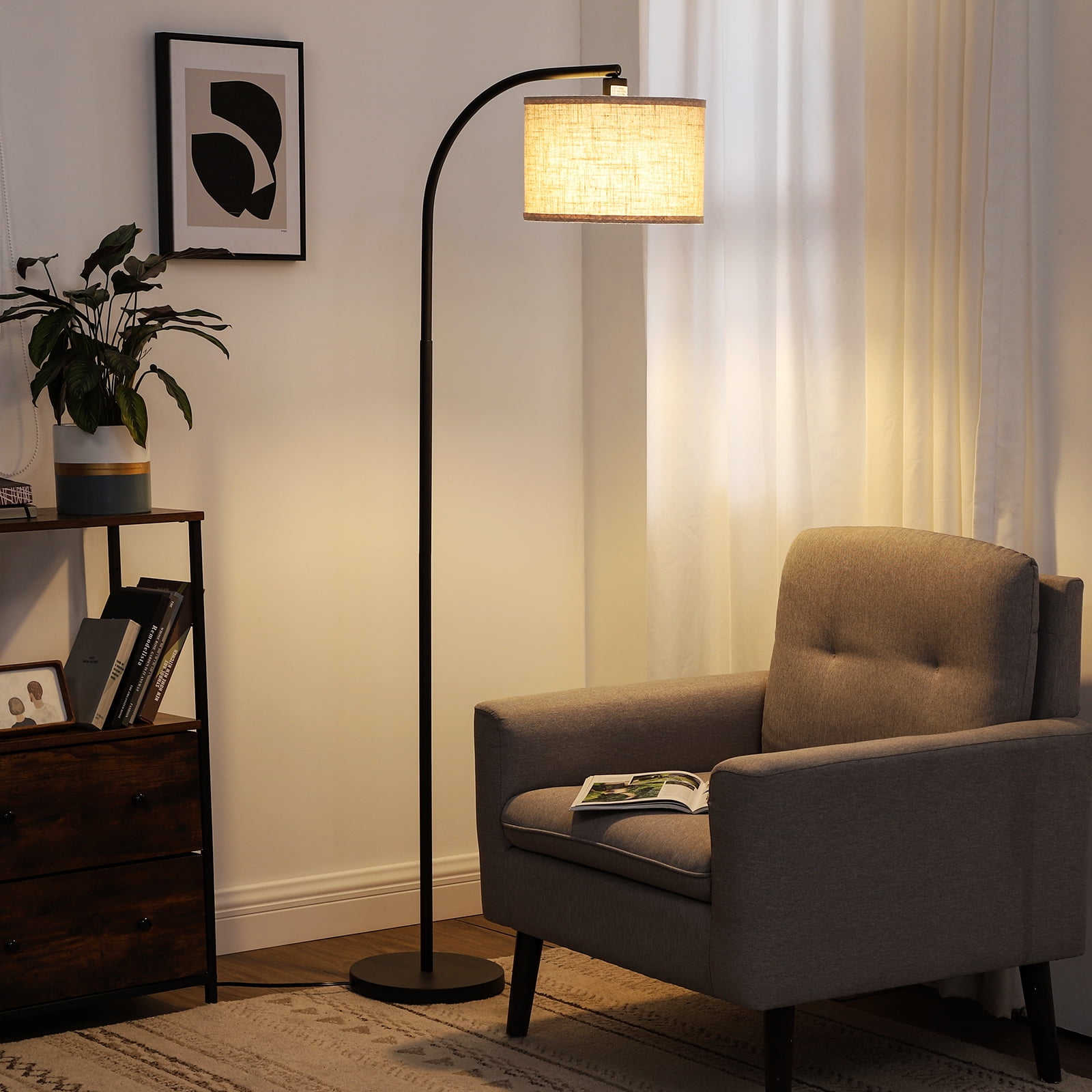 DEWENWILS Modern Arch Floor Lamps for Living Room, 63 inch Metal ...