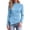 Light Blue, variant on Women's Mock Neck Long Sleeve Top Pleated Shoulder Ruched Waist Slim Peplum Hem Business Casual Top