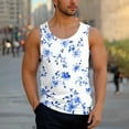 thumbnail image 5 of WAENQINLA Tank Tops for Men Crew Neck Sleeveless Shirts Floral Graphic Hawaii Shirts Tank Undershirts Summer Active Muscle T-Shirt White XXL, 5 of 6
