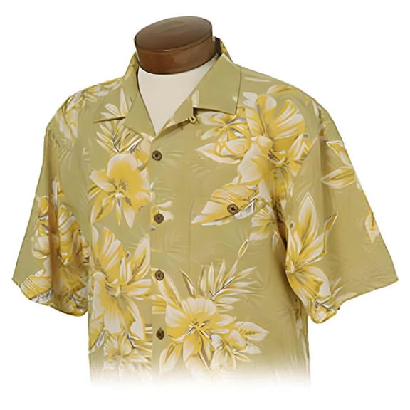 Monterey Club Men's Silk Tropical Print Short Sleeve Camp Casual Golf Polo Shirt #1515