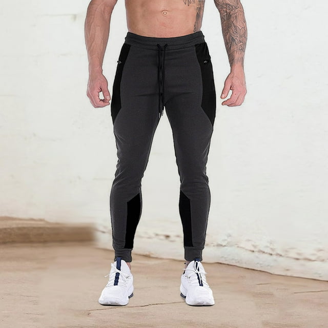 Men's Casual Pants Muscle Fitness Running Reflective Training Slim Fit Workout Trousers for